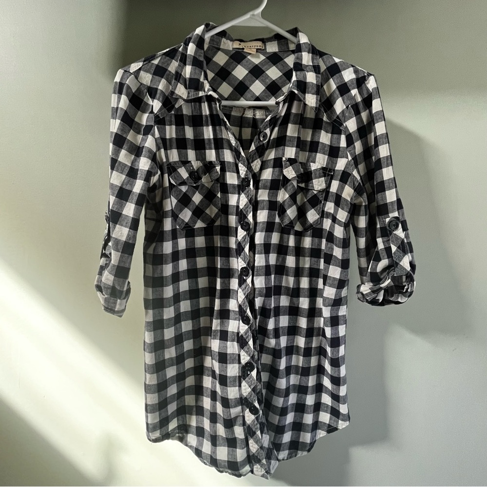 Forever 21 Blue Checkered Button Up Med